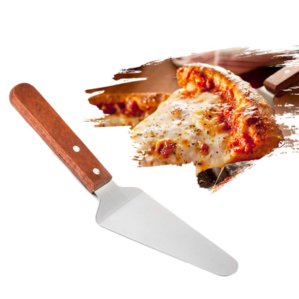 AKAZI 3-in-1-Pizzaschneider-Server, Pizzaschieber/Pizzaschaufel/Pizzaschneider, Pizzapaddel, Radschneider mit Edelstahl-Holzgriff, perfekt zum Backen von hausgemachter Pizza/Kuchen