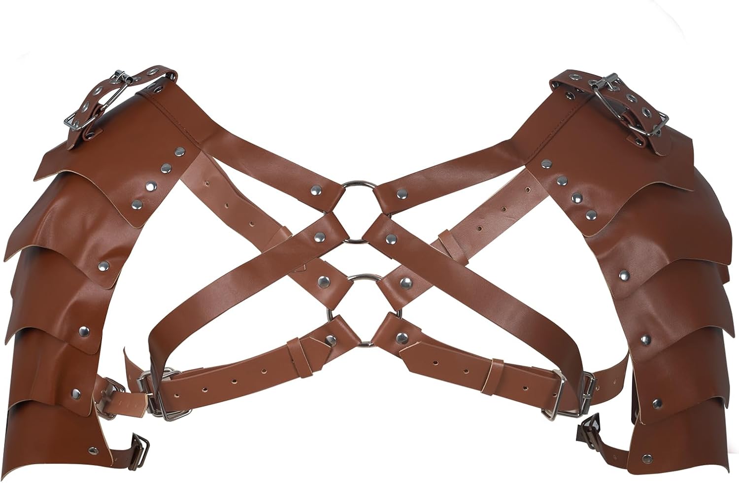 Medieval Leather Shoulder,Renaissance Viking Knight Chest Harness Pad,Adjustable Chest Harness Vintage Knight Shoulder Armor