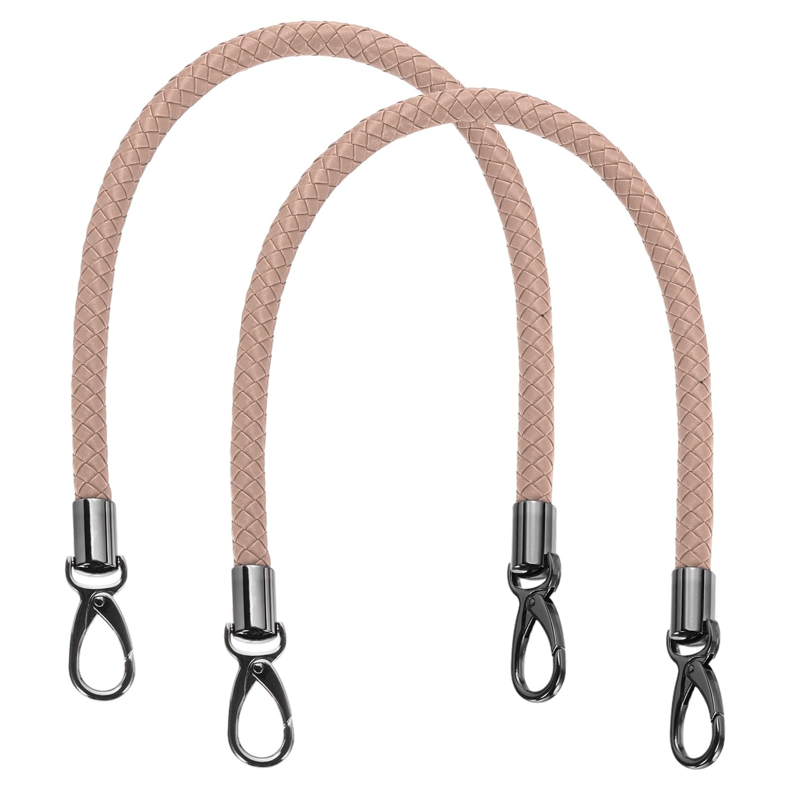 sourcing map 2 Pcs Braided Purse Strap, 55cm 21.7" PU Leather Purse Strap for Handbag Bag Handle Replacement for DIY Making Handbag Underarm Bag, Pink (Black Buckle)