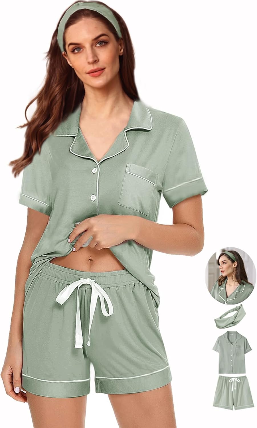 Womens 3Pcs Pajama Sets Soft Pajamas Set Button Down Sleepwear Knitted Pjs XS-XXL Pj Lounge Set Bride Nightwear - Image 5