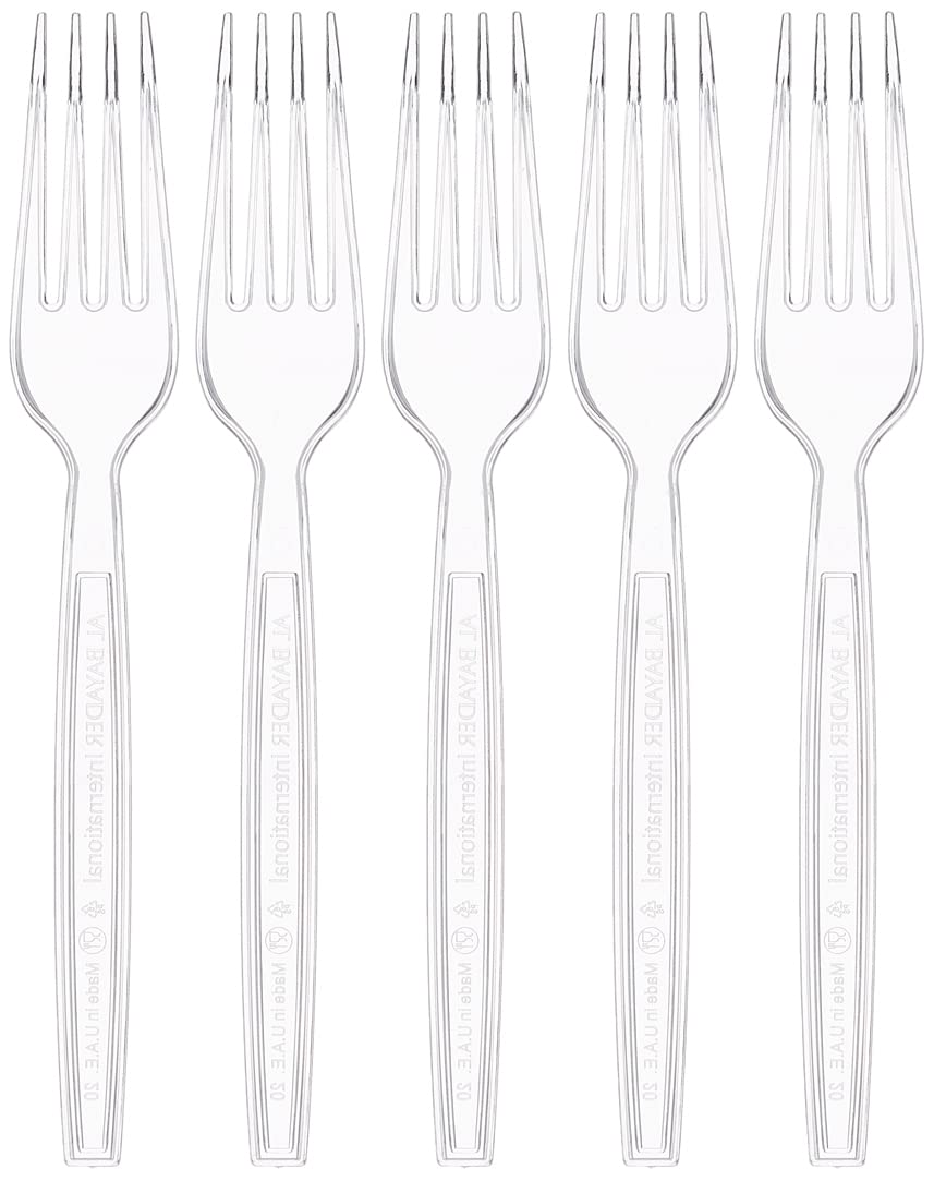 Fun® Heavy-Duty Plastic Fork set Transparent Fork Set - Ideal for Eating Salad, Dessert, Appetizer, Fruit Salad, Chinese Food & more | Handwash-Safe | Dinner Forks, Table Forks Ideal for Family