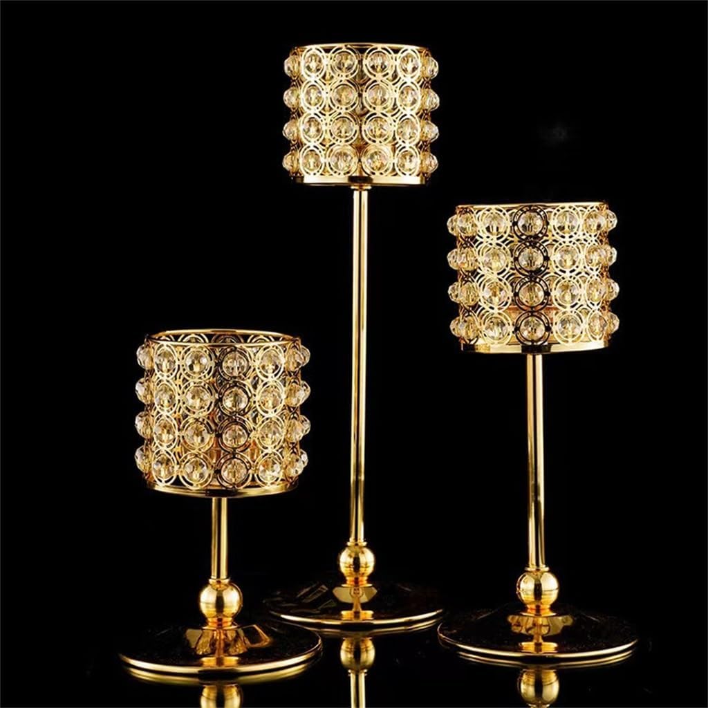 European Crystal Candle Holder Metal Ornament Home Candlelight Dinner Jewelry