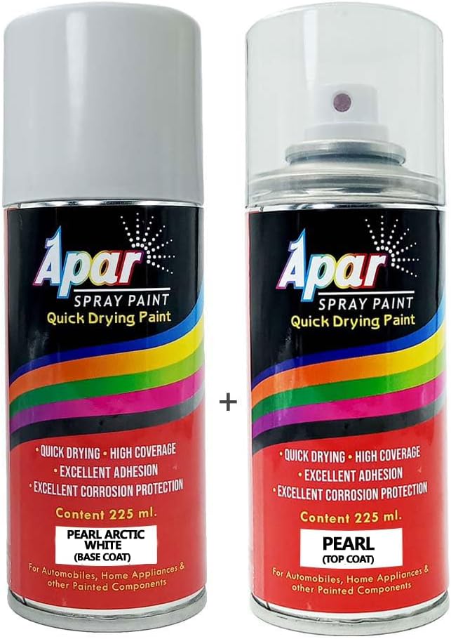 Spray Paint Pearl Arctic White- Base Coat (RC Colour Name) +PC Compatible for Maruti Cars(Before 2023 model) -225 ml (Pack of 2-Pcs)