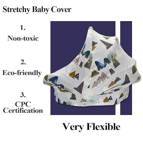 Miniatura 5 de Funda elástica para silla de auto infantil con suave gorro de bebé a juego, pañuelo de lactancia versátil, multiuso, para cochecito y silla alta de