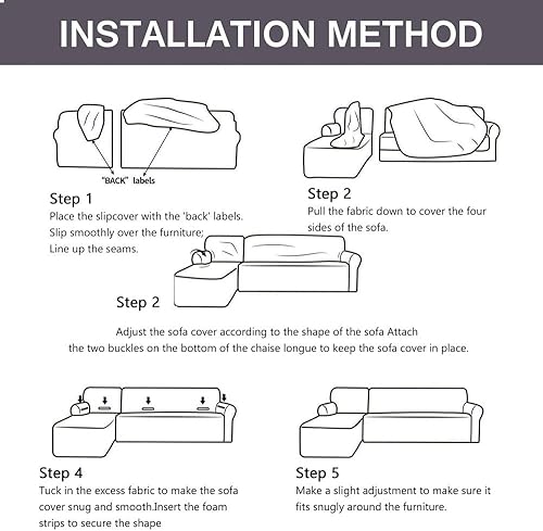 Miniatura 4 de Funda de sofá en forma de L, elástica de elastano, funda para sofá en forma de L, funda para sofá de 324 asientos, funda de sofá de 1 pieza con