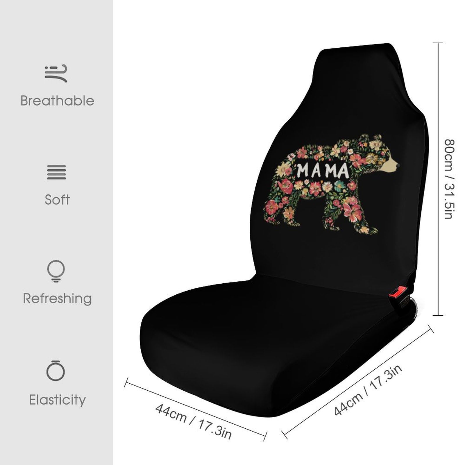 Mama Bear Floral Car Seat Covers Universal Car Front Seats Protector Auto Interior Accessories 1PCS
