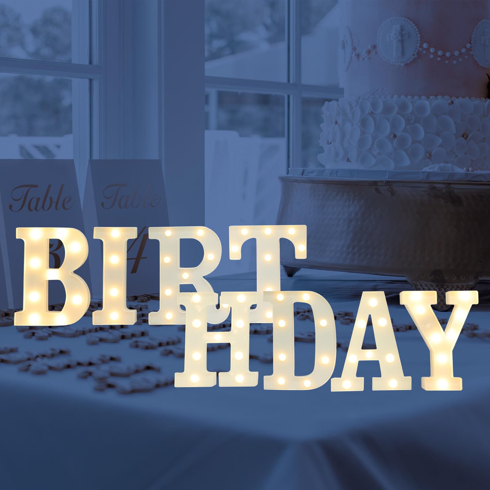 Lámparas LED de Letras Iluminadas Pilas, 8 Piezas de Plástico, Fáciles de Usar para Decoración en Ocasiones Obsequios y Cumpleaños