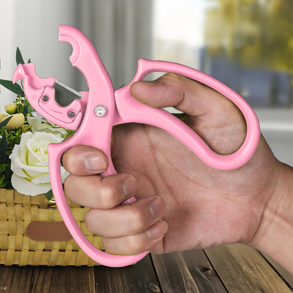 Flower Rose Thorn Removal Pruning Scissors, Gardening Hand Tools for Branches, Ergonomic Design, Non-Damaging, Lightweight, Versatile for Various Tasks(Pink)