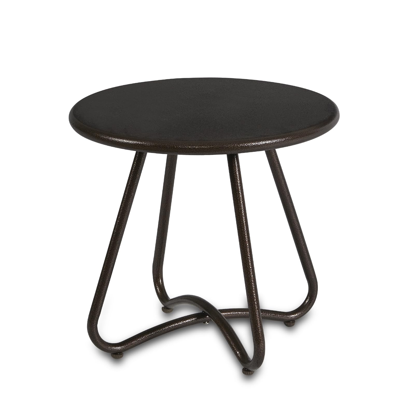 YIYAN Outdoor Side Tables,Resistant Steel Patio Side Table,Small Round End Table for Patio Balcony Porch Garden (Brown)