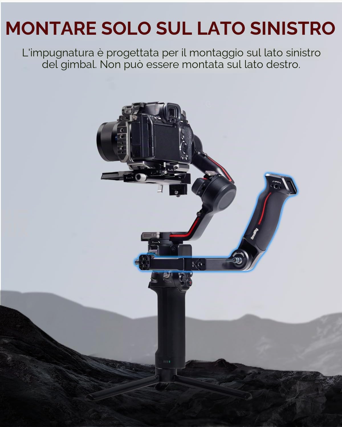 (Nuova Versione) SMALLRIG Impugnatura Regolabile per DJI RS 4 mini/Pro/RS 4, RS 3 mini/Pro/RS 3, RS 2 / RSC 2, Carico 8 kg / 17,6 LB, Impugnatura Ergonomica per Riprese ad Angolo Basso - 3028D
