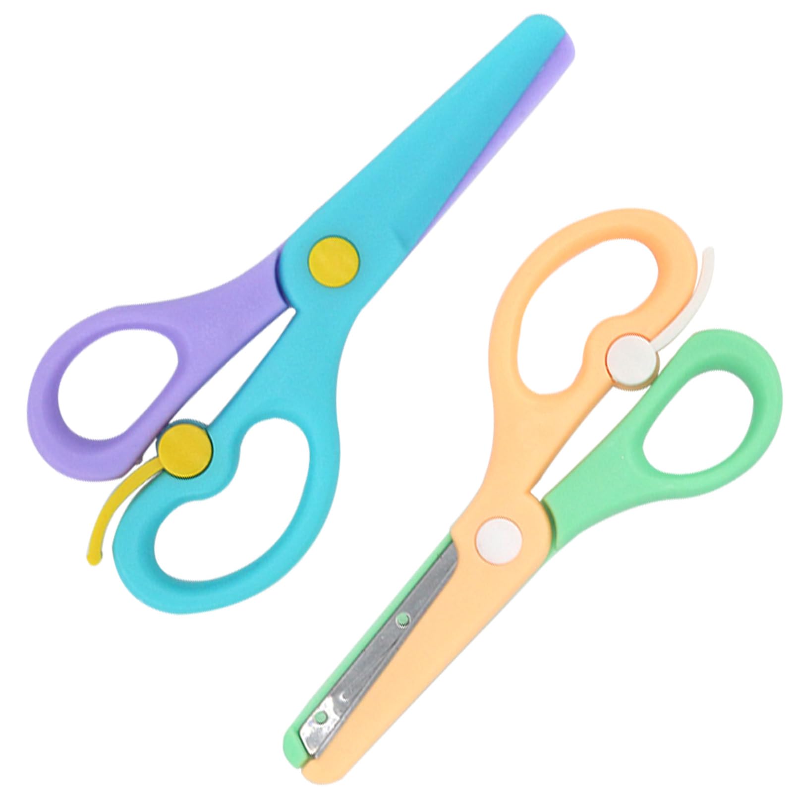 Sugeru 2 Pcs Kids Scissors, Safety Scissors for Kids, Stainless Childrens Scissorss, Small Scissorss for School, Wallpaper, Craft & Office, Left & Right Handed Kids (Orange+Purple) — image 1