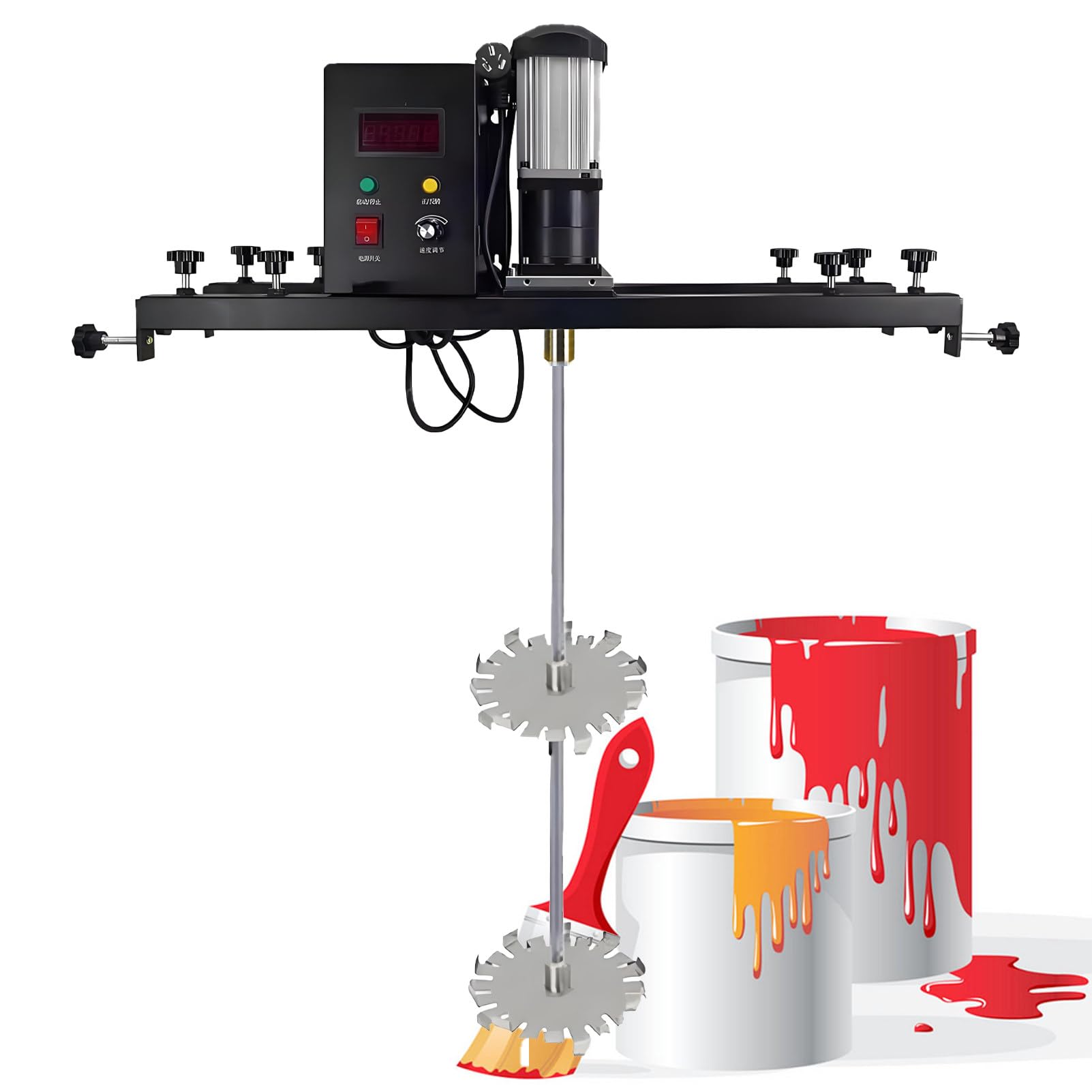 Mezclador de pintura resistente de 1000 W, máquina agitadora eléctrica de 1 tonelada IBC con eje de acero inoxidable, impulsor plegable, velocidad variable para mortero, pegamento