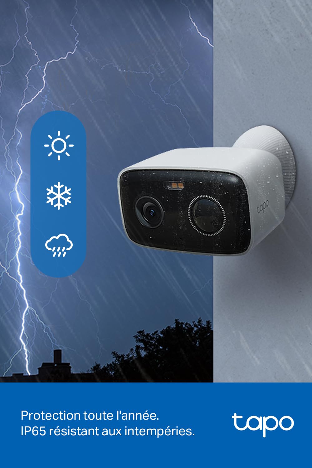 Tapo C400 Caméra de Surveillance WiFi extérieure Full HD, Batterie 5200 mAh, jusqu'à 180 Jours d'autonomie, Vision Nocturne Couleur, détection de Personne, Alarme sonore et Lumineuse, IP65
