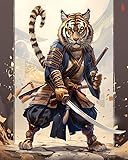 PIPISKY Sorgfältig ausgewählte Malen-nach-Zahlen-Themen bieten ein fantastisches künstlerisches Erlebnis,Kung-Fu-Tiger-Kampfkunststil(40x50cm,Ohne Rahmen)
