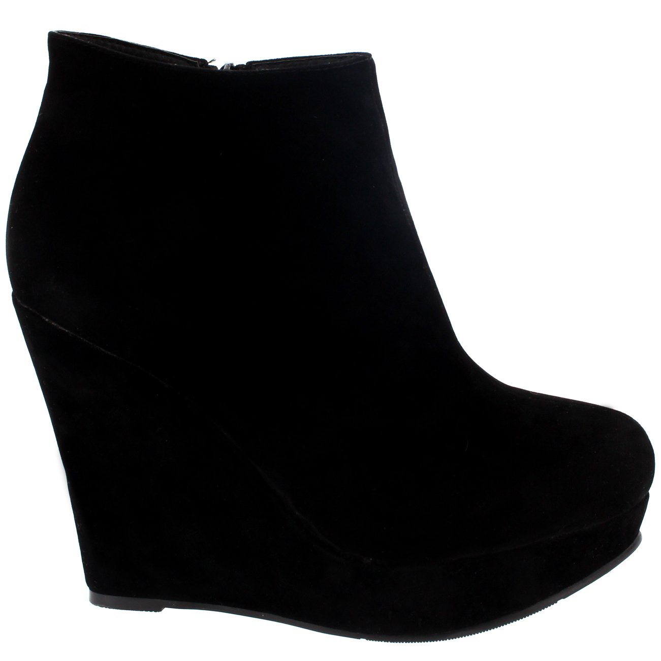 Project Womens High Wedge Heel Ankle Boot Platform Zipper Black Party Shoes Boots - Black - 6-39 - CD0067