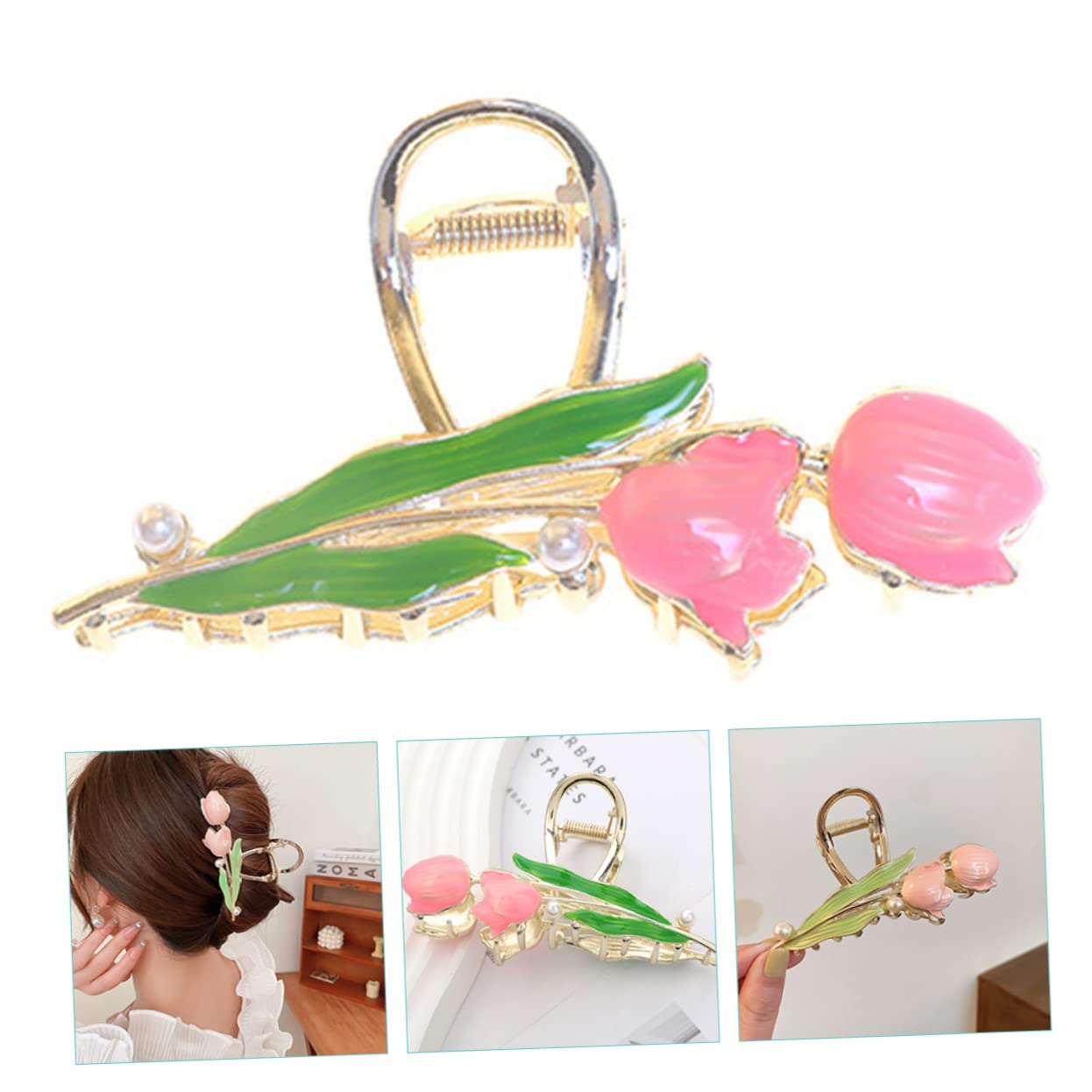 minkissy 5pezzi Fermaglio Per Metallo Forma Di Fiore Con Perle Clip Elegante Per Acconciature Chic Accessorio Per Donne e Ragazze Per Matrimoni e Occasioni Speciali