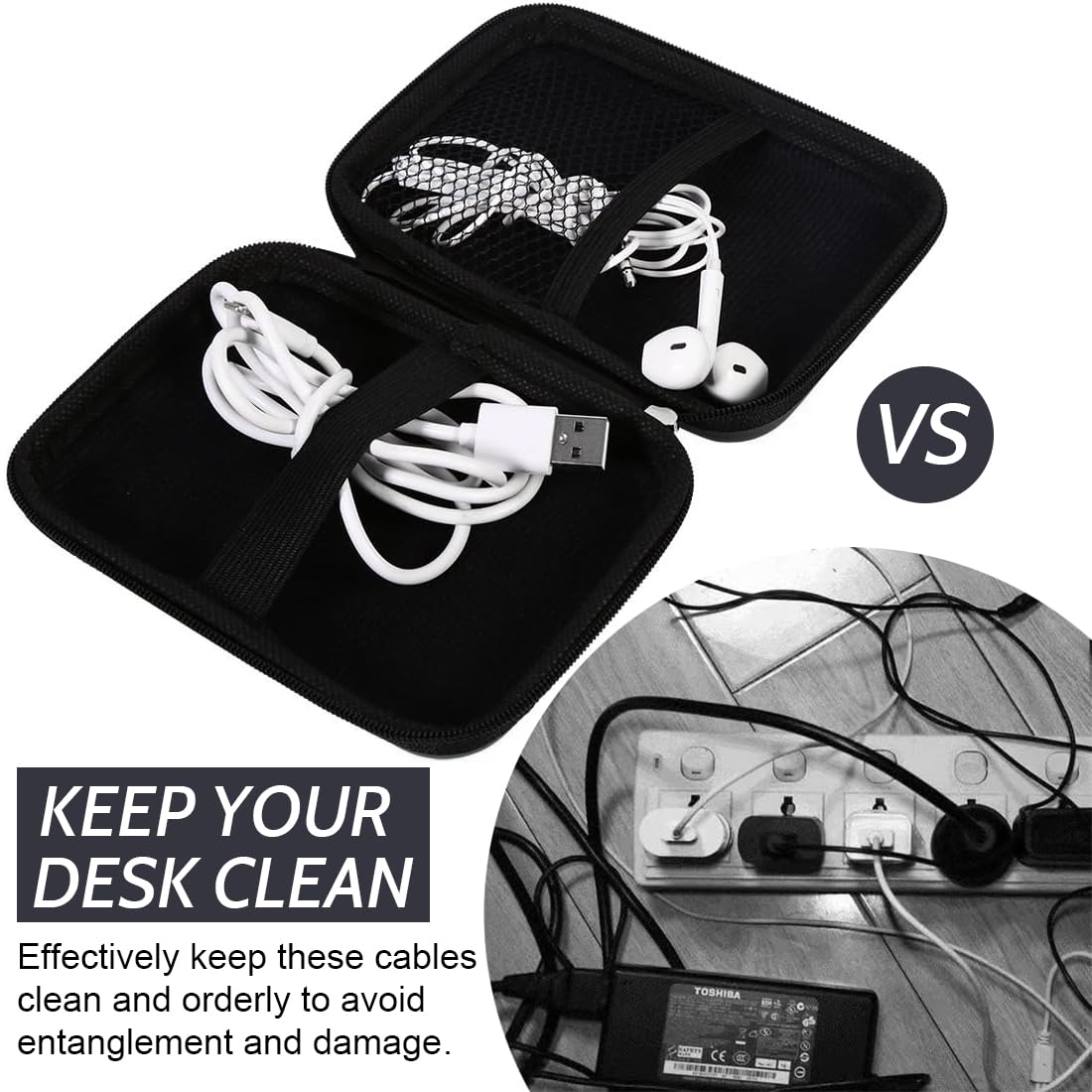 Custodia hard disk esterno, Custodia rigida custodie, Materiale EVA-Protegge il disco rigido, Memoria Esterna Portatile Disco Esterno Protettiva Borsa Antiurto Rigida Cover Case, Nero