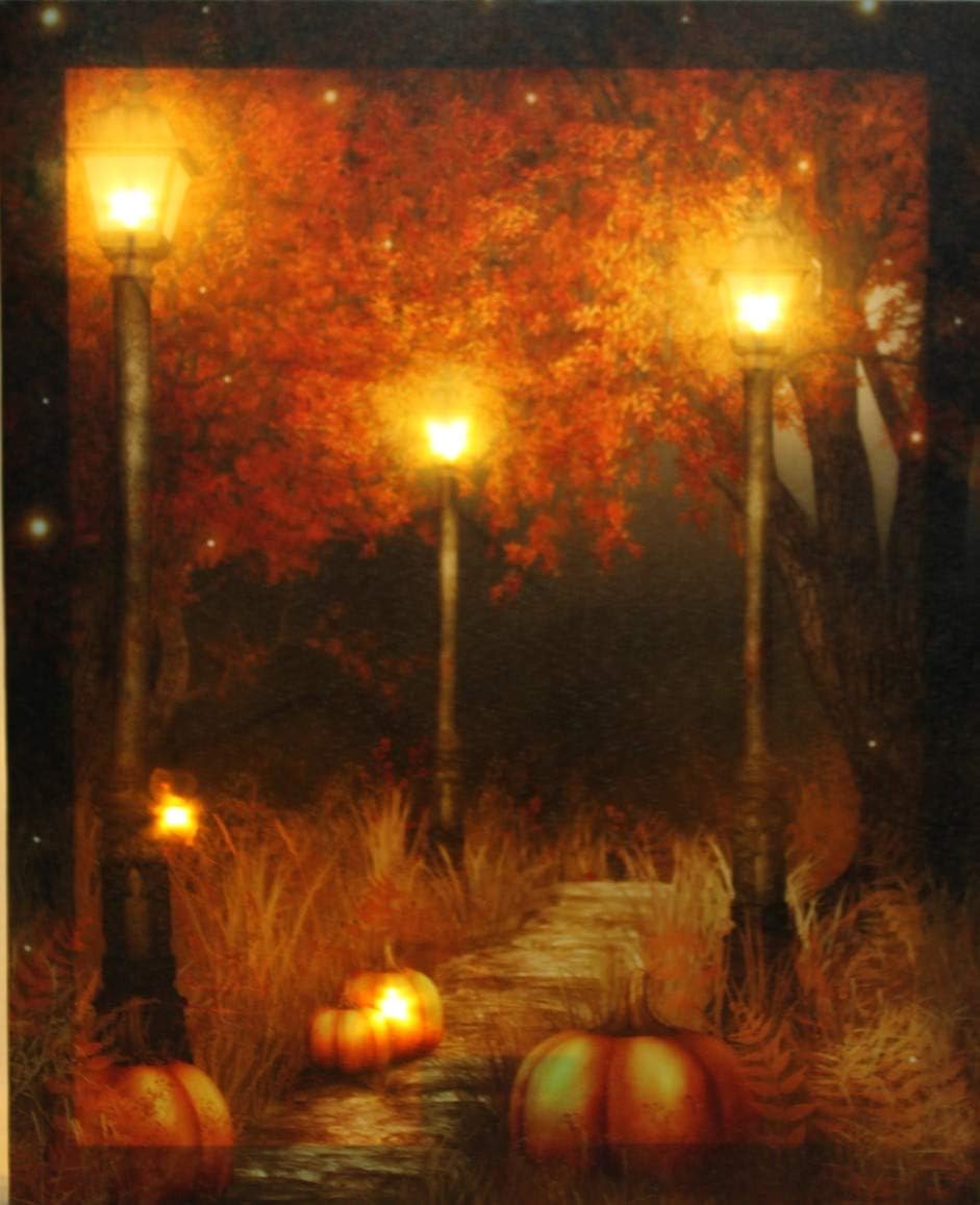 Oak Street WholesaleLED Lighted Pumpkin Fall Scene Canvas Wall Art Harvest