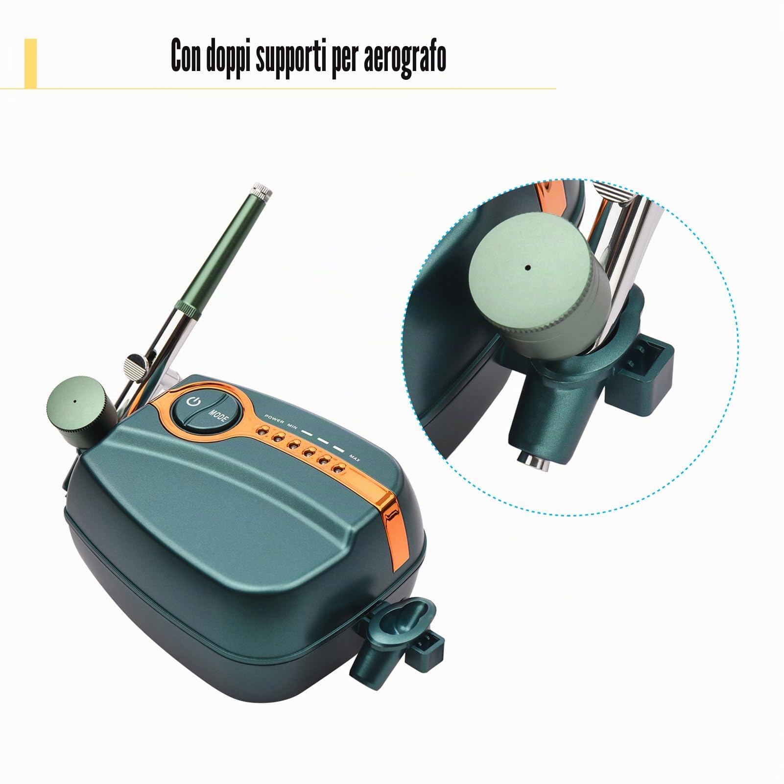 Kavolet Kit Aerografo Portatile Doppia Azione 0.4mm 25 PSI | Professionale Airbrush con Compressore 12V con pressione regolabile 5 livelli, per pasticceria, unghie, trucco, modellismo