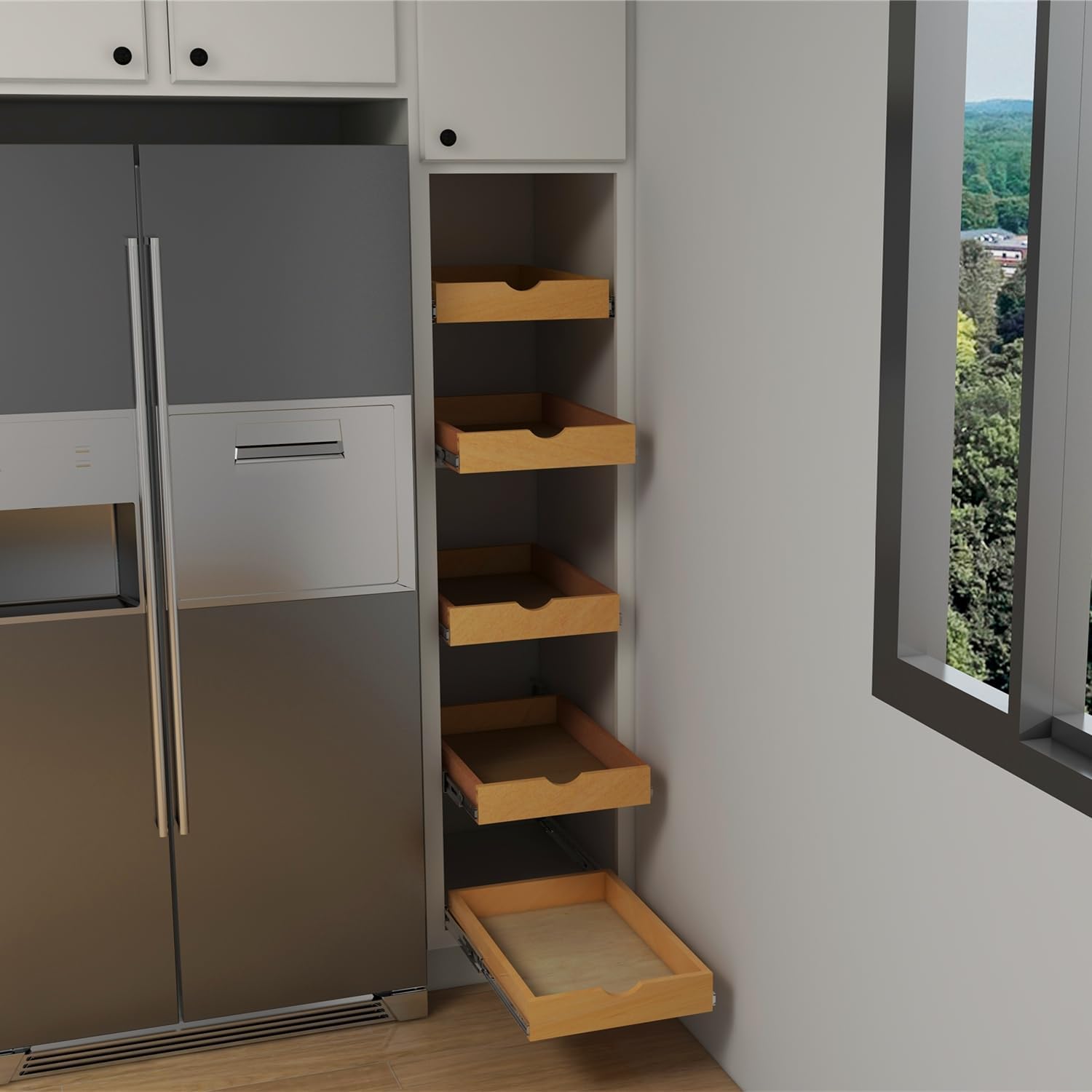 14'' Wooden Pull-Out Tray with Side Mount Sliders