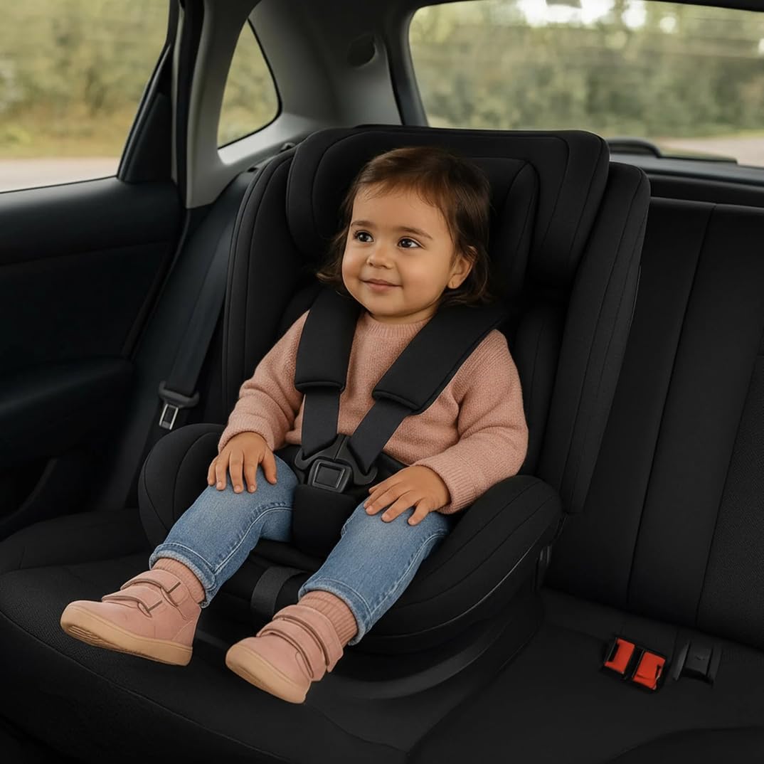 Silla de coche para niños Deryan Colin 360° i-Size (40-150 cm), 0-12 años, 0-36 kg, Montaje con isofix de seguridad, reposacabezas y respaldo ajustables, R129 (Negro)