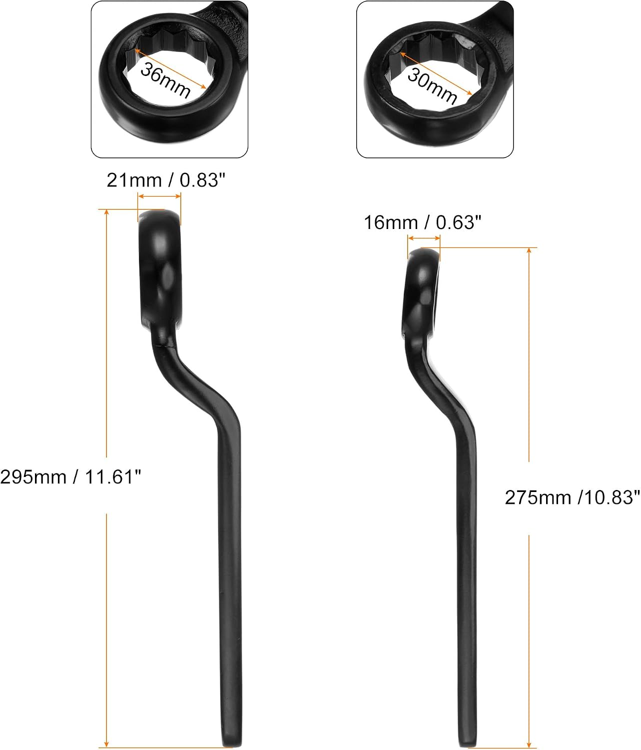 uxcell 2Pcs Offset Box End Ring Type Wrench 36mm 30mm High-carbon Steel Slogging Wrench