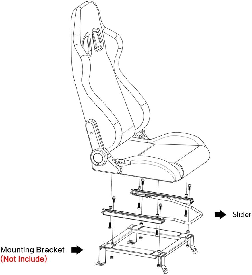 IKON MOTORSPORTS Racing Seats Dual Slider, Universal 14 Inch Adjustable Steel Lock Track Kit