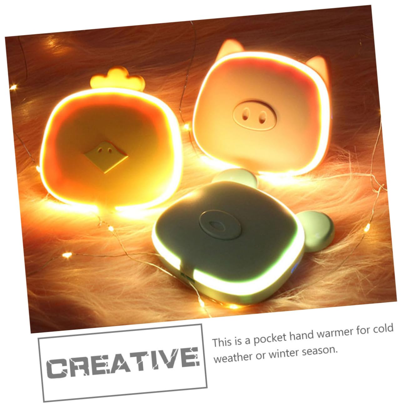 BESPORTBLE 4pezzi Scaldamani Ricaricabile Portatile Multi-funzione Con Specchio Cartoon Scaldino Per Inverno Per Ufficio Regali Per Anziani Design Forma Di Animale Usb Ricaricabile