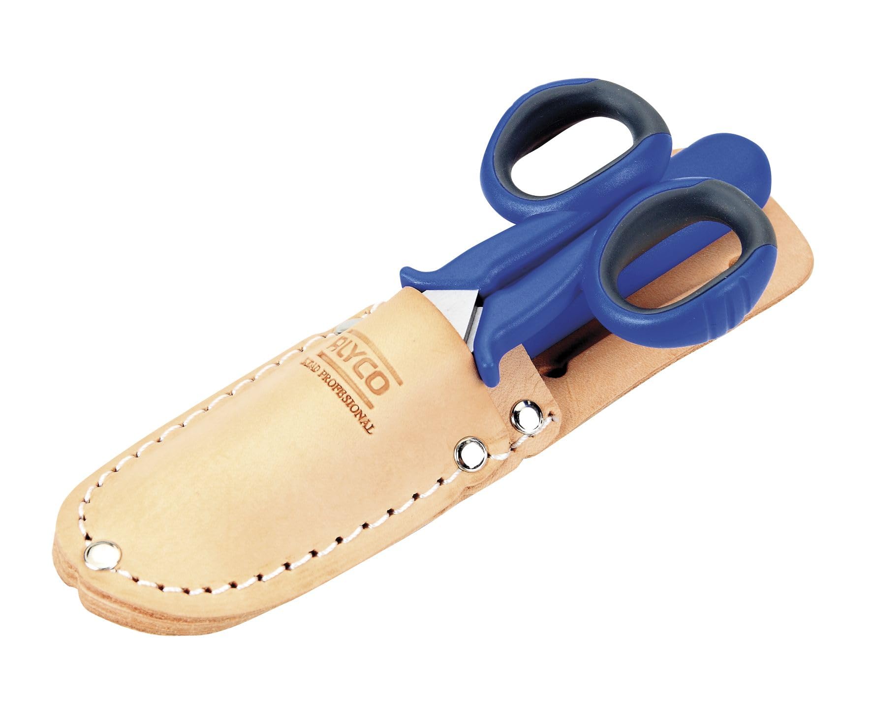 Alyco - Kit de Tijera y Cuchillo Pelacables de Electricista con Estuche de Cuero - 108020