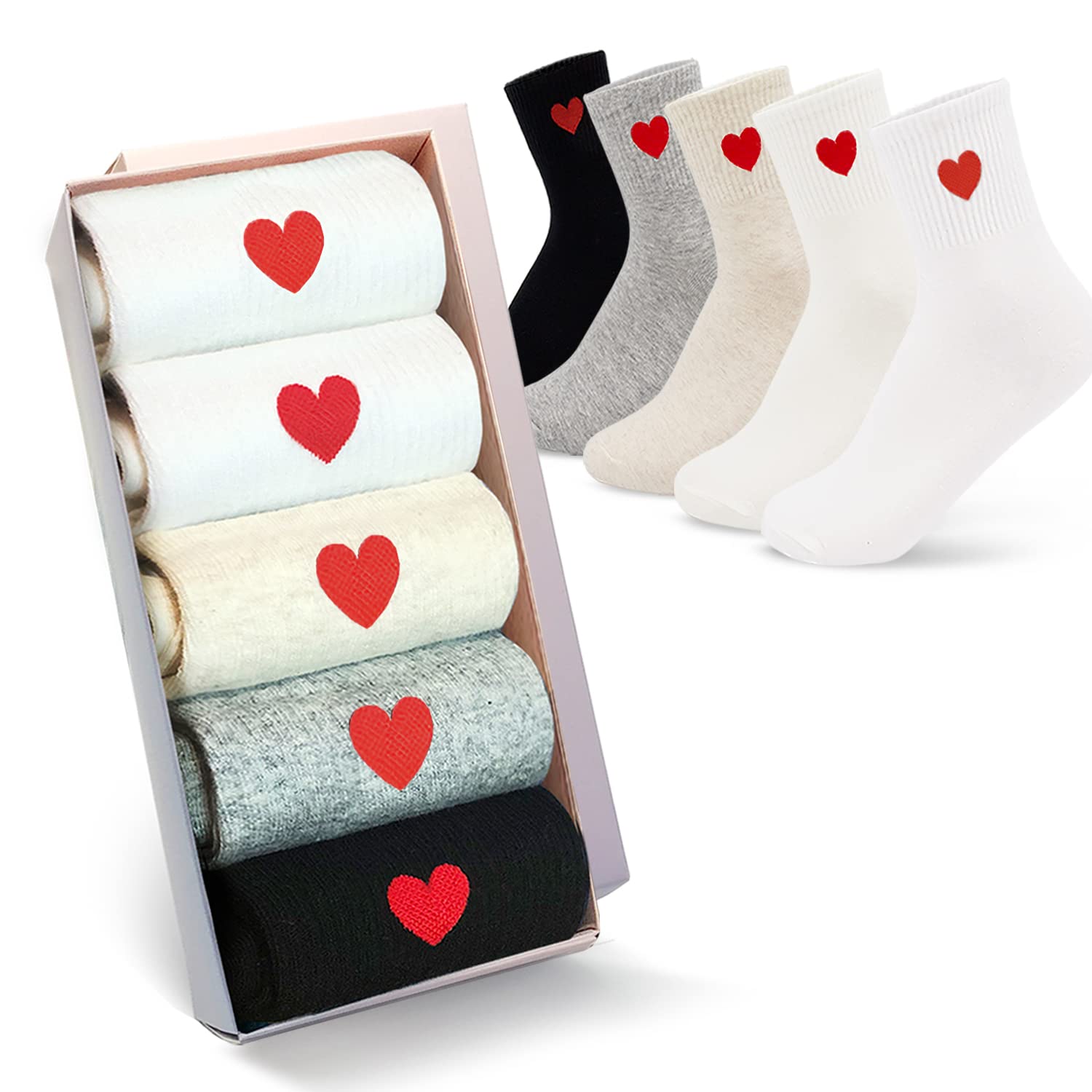 Jinny's ShoppeWomen’s Cute Crew Socks Multipack Gift Box Set – 3/5 Pairs Warm Cotton Novelty Fuzzy Fun Holiday Socks