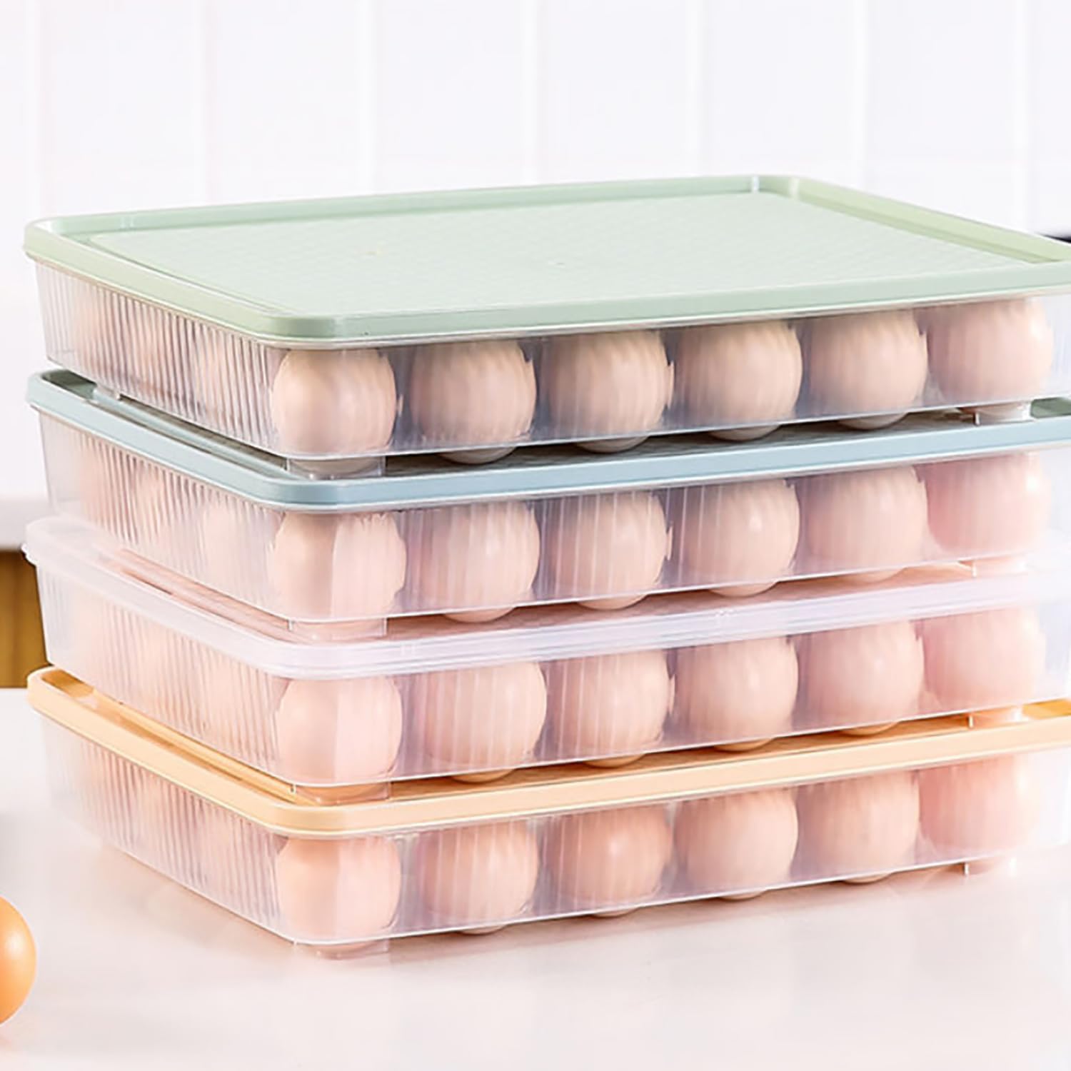 Zefeng Portauova Plastica Con Coperchio - Contenitore Per 34 Uova, Impilabile, Per Frigo E Picnic - Foto 3