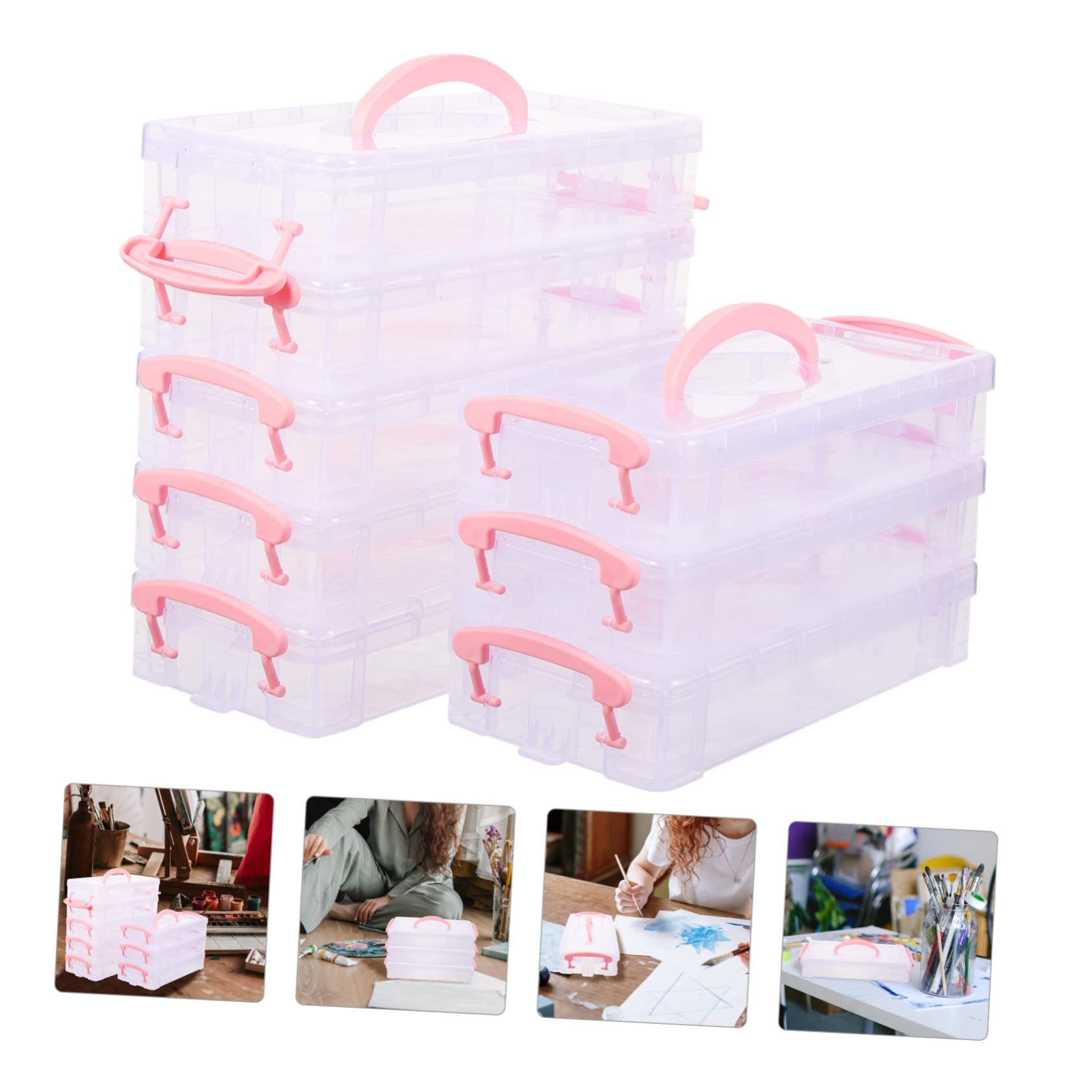 EXCEART Scatola Portapenne in Plastica Impilabile Coperchio 8 Pezzi