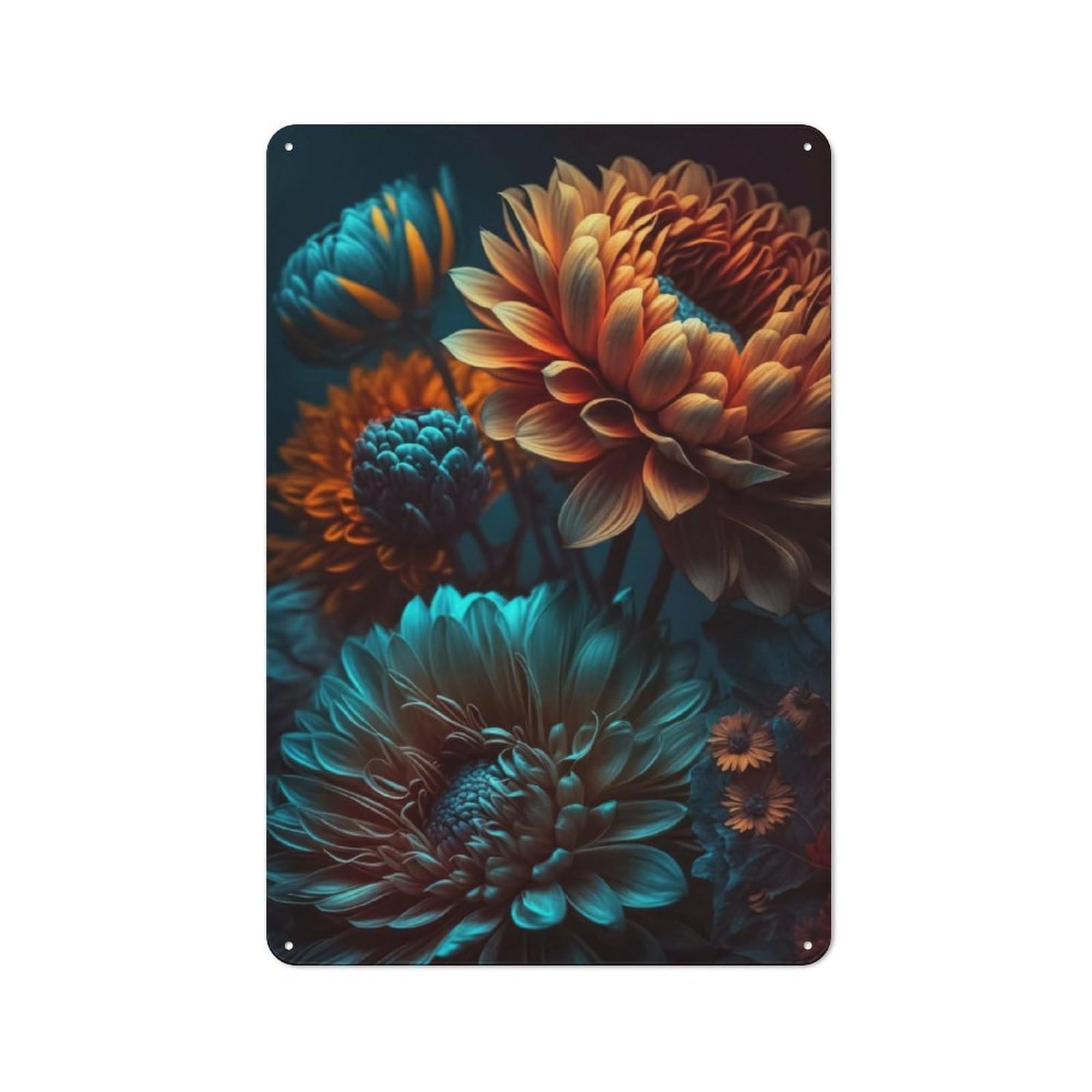 Junmoney Flower 1 Simple Retro Tin Sign 30X20cm, Office Wall Decor For Hobby Room, Office, Lounge Or Living Room