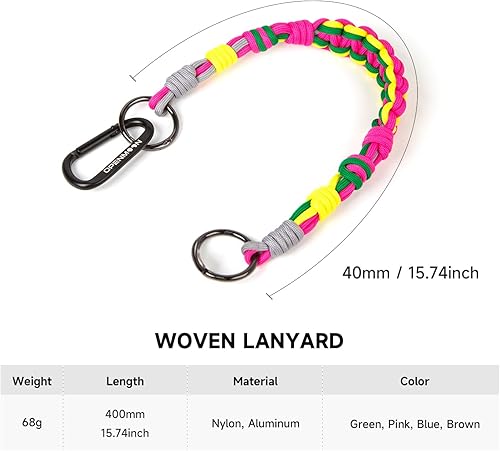Miniatura 7 de OPENMOON Braid Lanyard with Clip Key Ring for Camera, Photometer, rangefinder, GoPro and Other Equipment4-Colors Mash-Up