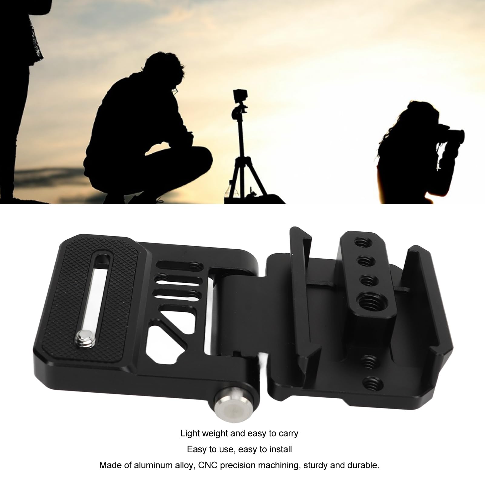 Piastra a L con rilascio rapido, supporto verticale per fotocamera con fori per viti da 1/4" e 3/8", piastra treppiede con testa sferica pieghevole in lega di alluminio, adatta per