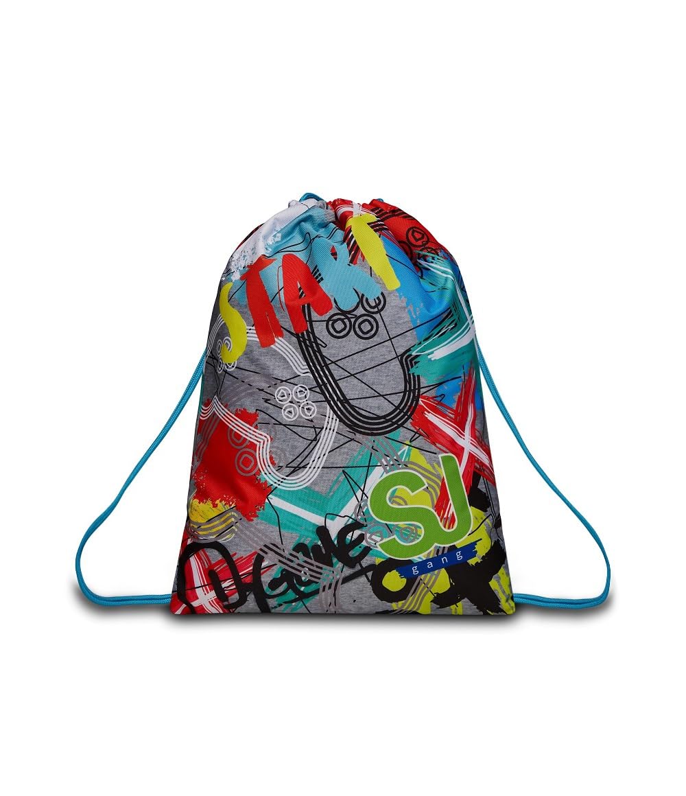 SJ Gang Zaino Scuola Estensibile, Blu, Zaino Doppio Scomparto con FLIP SYSTEM, Zaino Elementari Bambina + Sacca Sport e Tempo libero