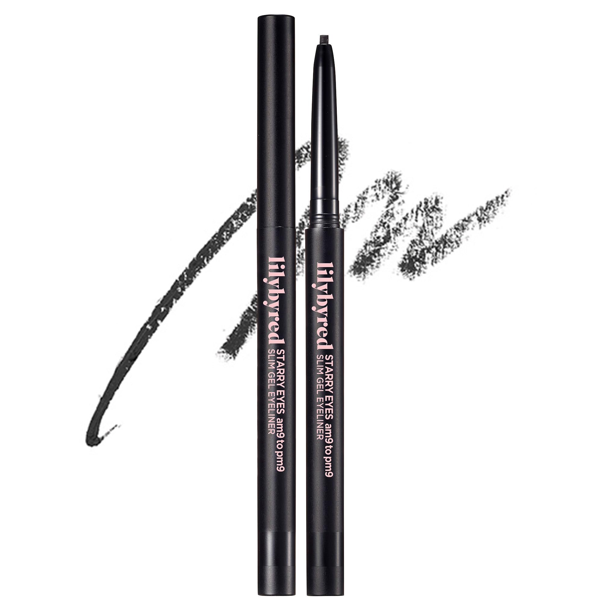 lilybyred Starry Eyes Am9 to Pm9 Slim Gel Eyeliner | Korean Ultra-Slim 2mm Gel Eyeliner, Intense Color Payoff, Creamy Formula, Easy Blending, Smudge-Proof, Long-Lasting, 0.004 oz. (01 Matt Black)