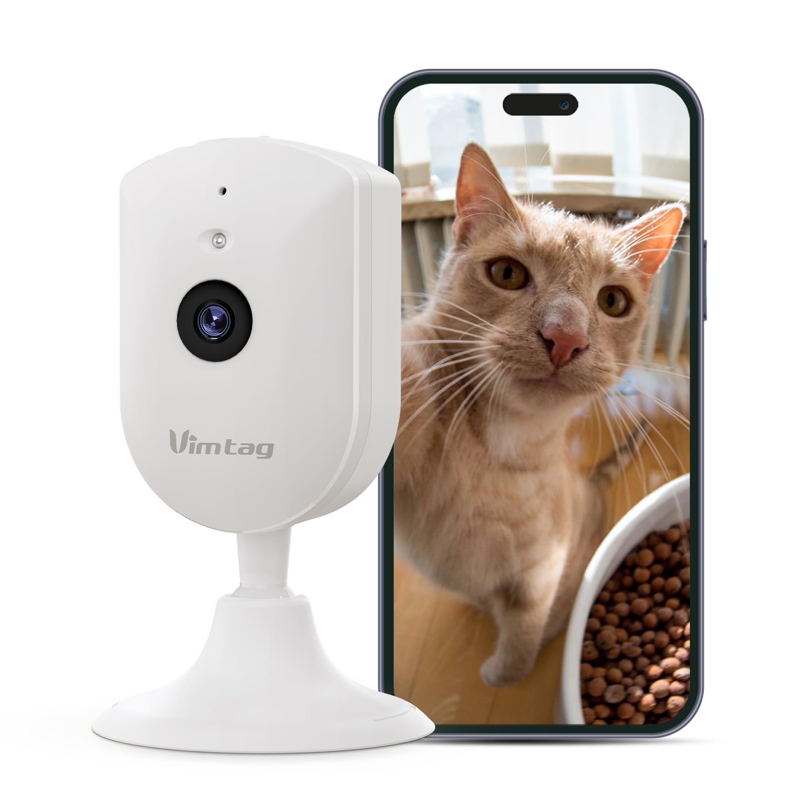 VIMTAG 2.5K Indoor Camera, Wired Smart WiFi Cameras for Home Security Camera Baby Nanny Dog Cat with Night Vision Motion Detection Two-Way Audio, Easy Set Up, Works with Alexa, SD Card, 2.4G WiFi