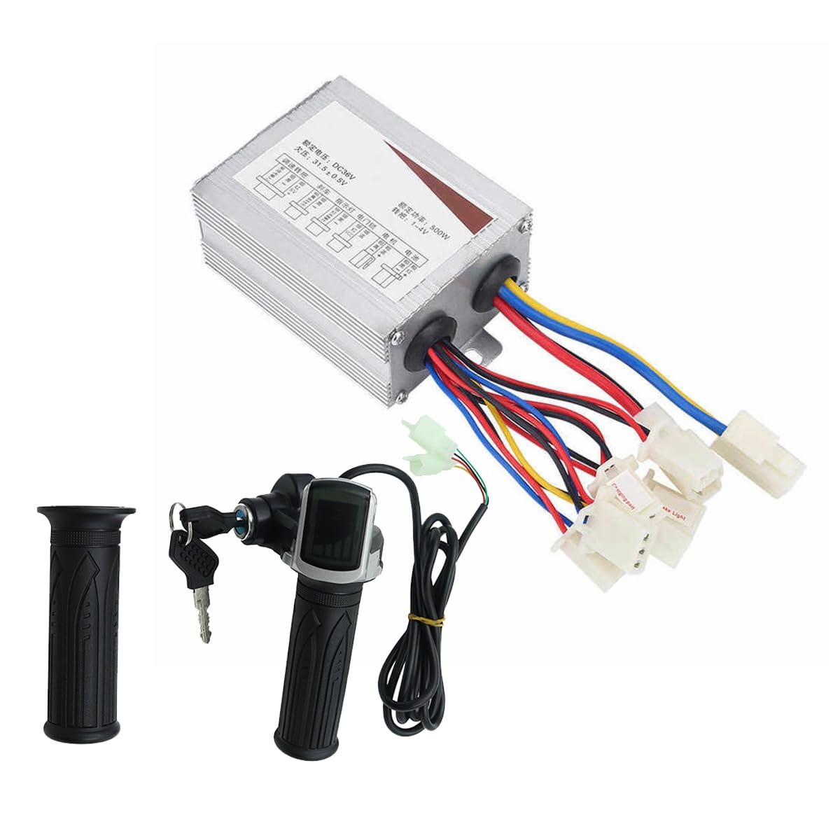 Dedjgoo Silver & Black 500W Electric Scooter Brushed Controller Motor+Throttle Twist Grip For E-Bike Electric Scooter Bicycle(36V)