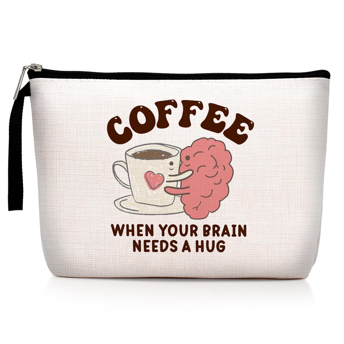 Funny Coffee Gifts: Makeup Bag Affirmations Coffee Accessories Mental Health Cosmetic Bag for Women Girlfriend Zipper Pouch Bag Travel Toiletry Bag