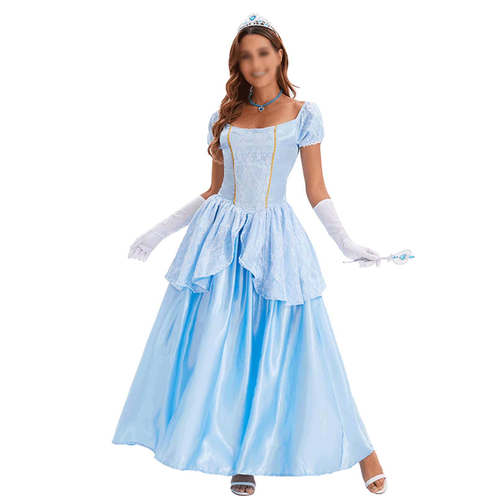 Damskie kostiumy na Halloween, seksowna księżniczka cosplay, fantazyjna sukienka na imprezę, długa suknia maxi z rękawiczkami i akcesoriami