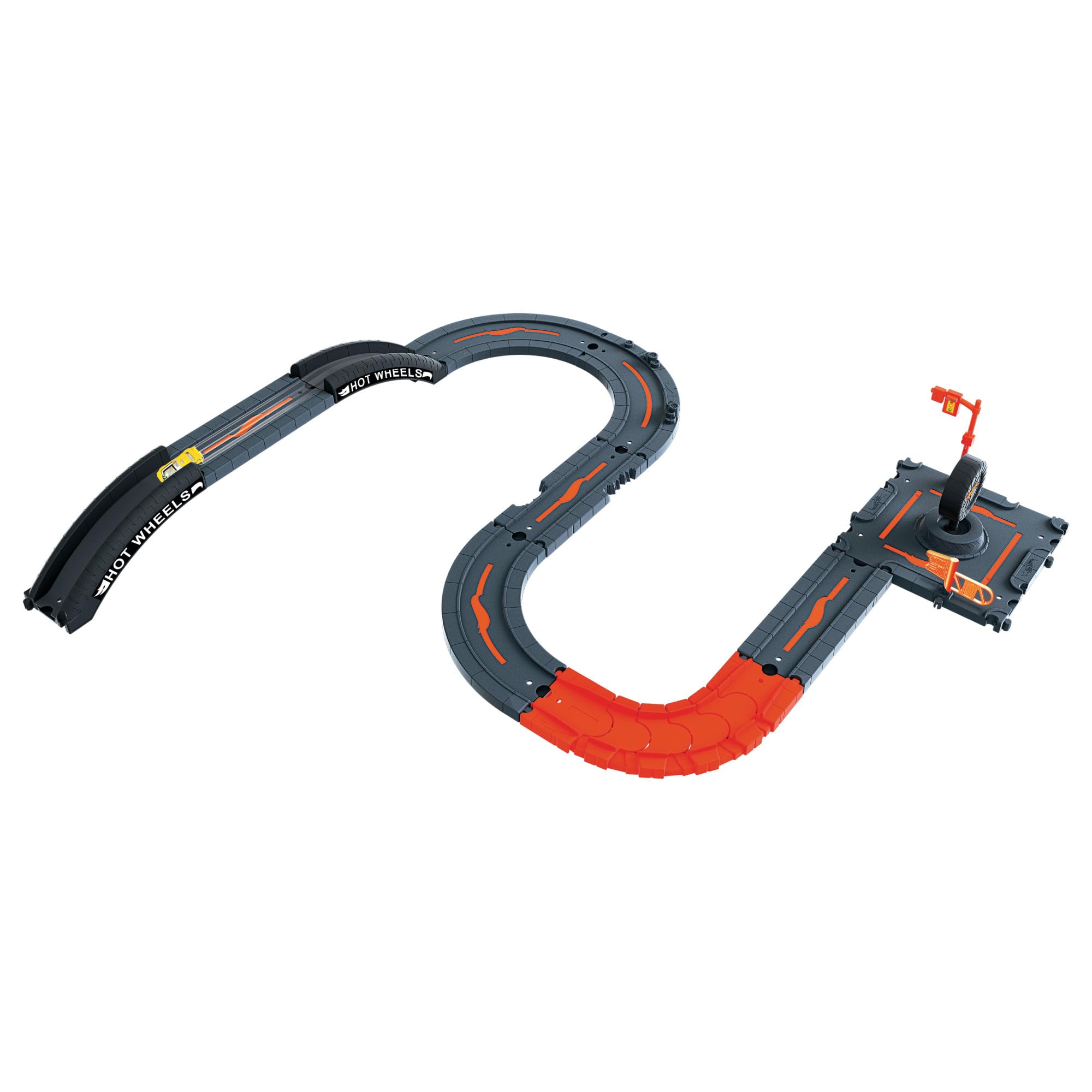 Hot Wheels Baanset Met 1 Auto, Baanbouwset Giftige Kleuren Bestaande Uit 10 Baanonderdelen Om Springschansen Te Maken Geleverd In Een Stapelbare Opslagdoos Hkx47 752270047