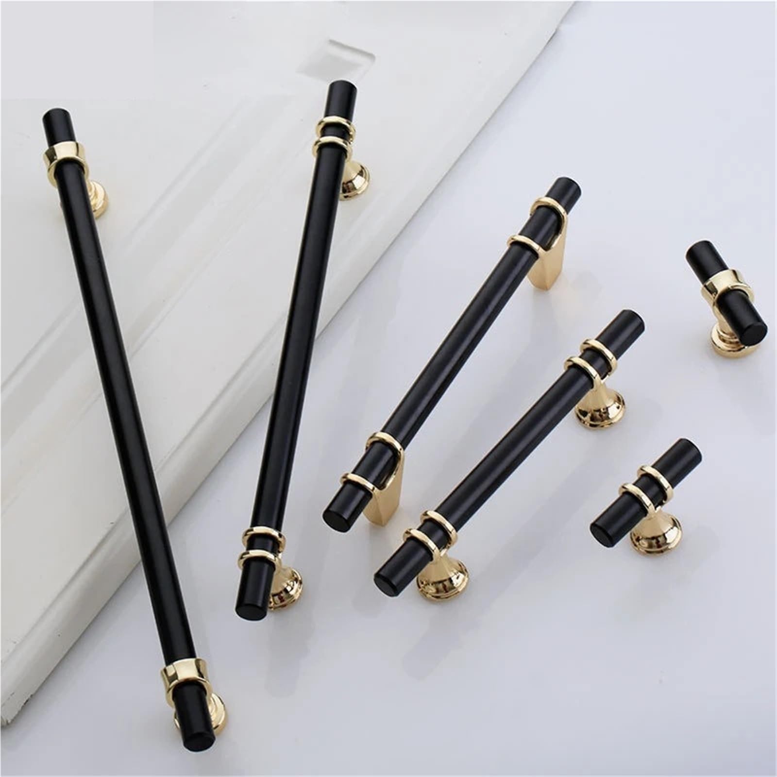 DFLPBHAV Black Gold Kitchen Door T Bar Straight Handle Cabinet Pull Wardrobe Long Handle Zinc and Aluminum Handles Furniture Knobs 1Pcs(6815-288mm)