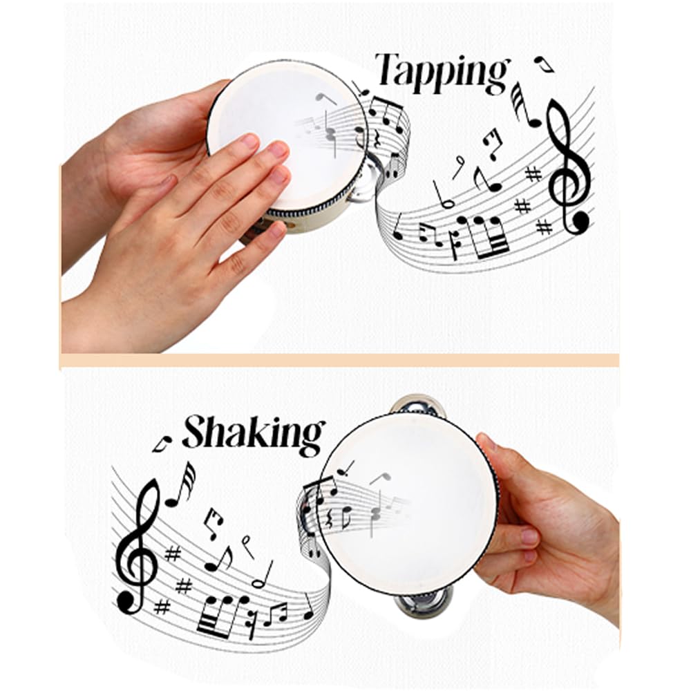10 Stück Hand Tambourin Musikalisches Tamburin, Tamburin Trommel, Rhythmus Handtrommel Jingles Percussion, Musikinstrument Geschenk Zum Tanzen, Bandauftritte, Partys, KTV