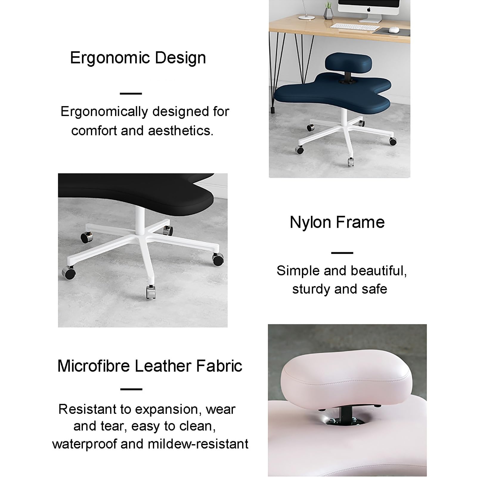 Silla ergonómica de Rodillas con Patas Cruzadas y Ruedas, Silla ergonómica de Rodillas, Silla Ajustable de Rodillas con Ruedas, Silla de meditación, Silla de Rodillas con Patas Cruzadas