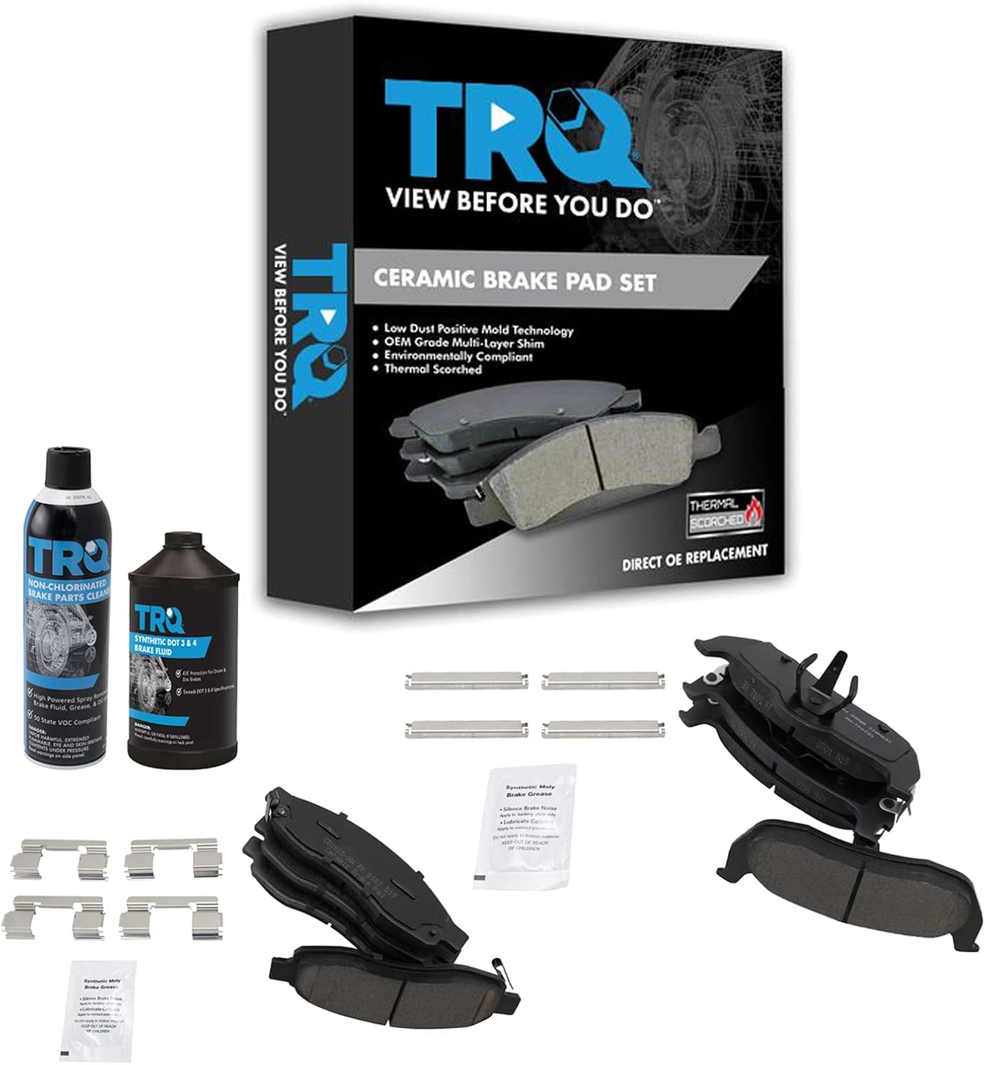 TRQ Front & Rear Brake Pads Brake Chemical Kit Ceramic Compatible with 2004-2005 INFINITI QX56 2005 Nissan Armada 2004 Pathfinder Armada TITAN