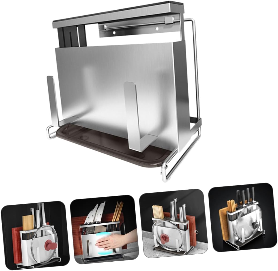 Cutter Storage Rack Pot Cover Rack Knife Holder Chopstick Cage Kitchen Gadget Organizer