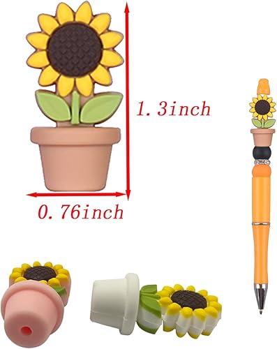 Miniatura 2 de Ginyrerd 8 cuentas de silicona de girasol, lindas cuentas de silicona para plantas, cuentas a granel utilizadas para bricolaje para hacer artesanías