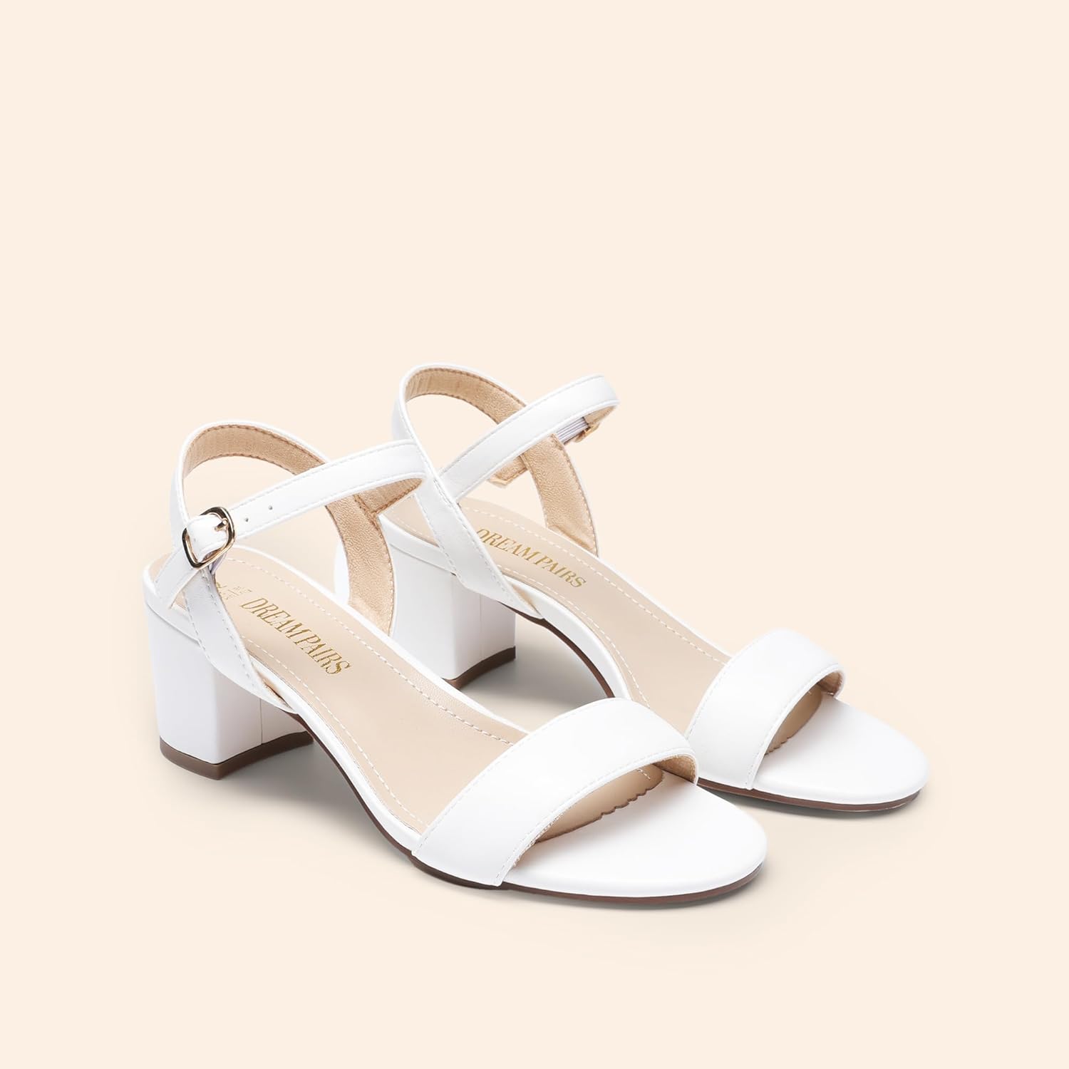 DREAM PAIRS Women's Low Heels Block Open Toe Ankle Strap Classic Short Chunky Sandals with Buckle for Daily Work Wedding Party - Image 4