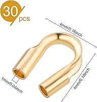 Vista 2 de BENECREAT 30 piezas de alambre de latón chapado en oro de 14 quilates, protector de alambre de guardián en forma de U, bucles de protección